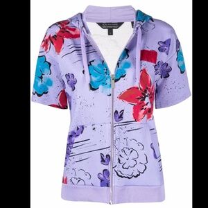 Armani Exchange Floral Print Short Sleeve Hoodies